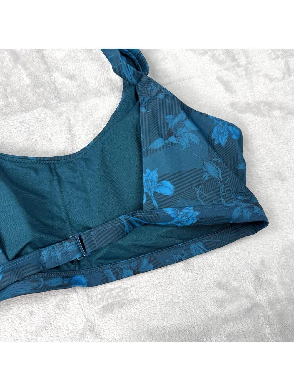 Lole Wave Bikini Top XL Blue Floral Sports Bra Style Swimwear NWT Beach Summer - Picture 12 of 12